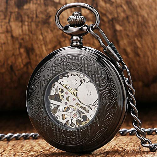 Zakhorloge Mode Auto Wielen Case Design met Blauwe Romeinse Cijfers Skeleton FOB Mechanische Hanger Zakhorloge met Ketting; - Afbeelding 5