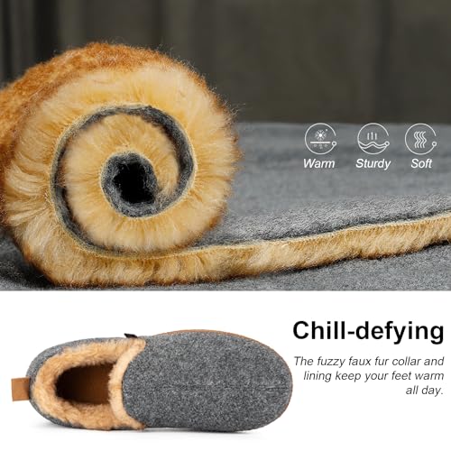LongBay Women's Felt Bootie Slippers Warm Cozy Memory Foam Slipper Boots with Polar Fleece Lining Non Slip House Shoes Indoor Outdoor4