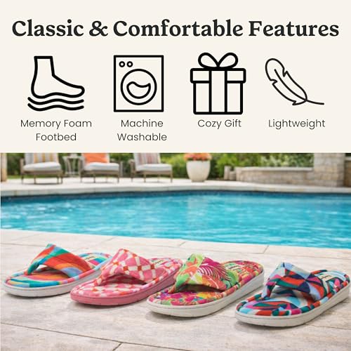 Image of Dearfoams Women's Melanie Colorblocked Microfiber Terry Thong Slipper
