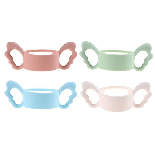Mango de biberón de cuello ancho de silicona, diámetro exterior superior a 2.4 in para biberón (paquete de 4)