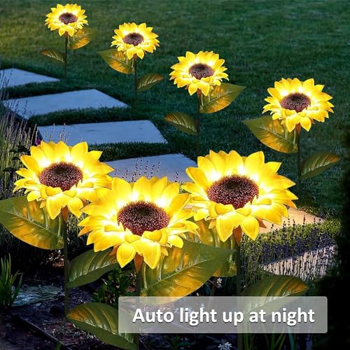 CBK Sunflower Solar Lights | LED Light | Starburst Swaying Solar Garden Light, Warm Garden Light | Outdoor Decoration | Waterproof | Path Lights for Pots, Balcon, Pathway (1)