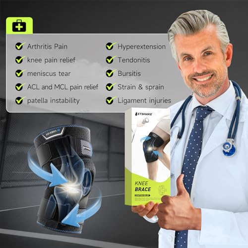 Adjustable Hinged Knee Brace for Men and Women with Side Stabilizers for Knee Pain Relief and Support
