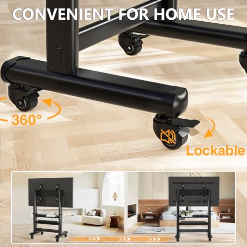 Image of Mobile TV Cart Rolling TV Stand with Wheels for 50-120 inch TVs up to 250 lbs