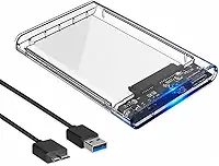 Case para HD Externo 2.5" USB 3.0 SATA 6Gbps Transparente Plug and Play até 2TB Compatível com Windows e Mac