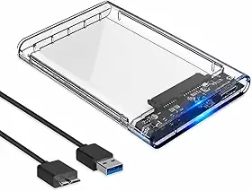 Case para HD Externo 2.5" USB 3.0 SATA 6Gbps Transparente Plug and Play até 2TB Compatível com Windows e Mac