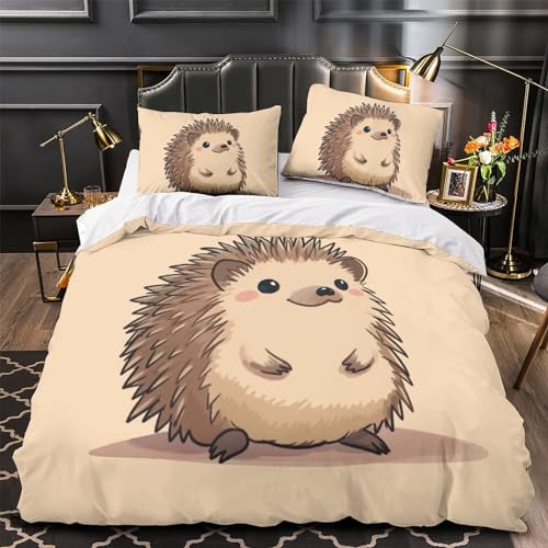 Housse de couette avec fermeture éclair motif hérisson 3D, parure de lit 3 pièces pour ado King - 4