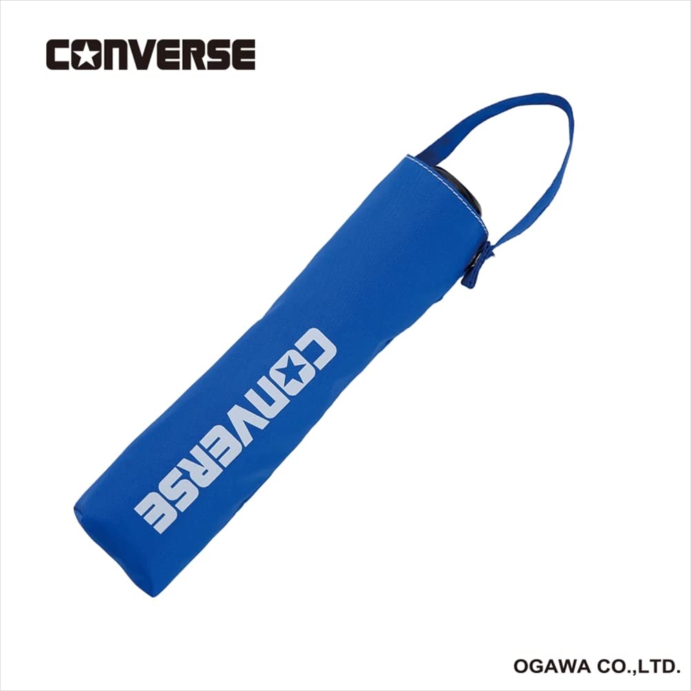 Ogawa 20284 Parapluie pliable pour enfant Ouverture à la main 6 baleines Bleu Converse Uni Logo One Point Poignée antibactérienne Imperméable Bleu 55 cm, bleu, 55cm
