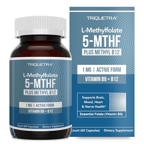 L Methyl Folate 1000 mcg Plus Methyl B12 Cofactor – Active 5-MTHF Form - Supports Mood,...