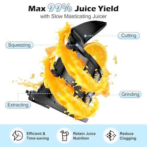 Image of Juicer Machines with 5.8 inch Large Chute, 2-in-1 Cold Press Juicer for Whole Vegetables Fruits 400W, Masticating juicer Easy to Clean Juice Extractor Machine for Making Nut Mike, Juice, Premium Gray