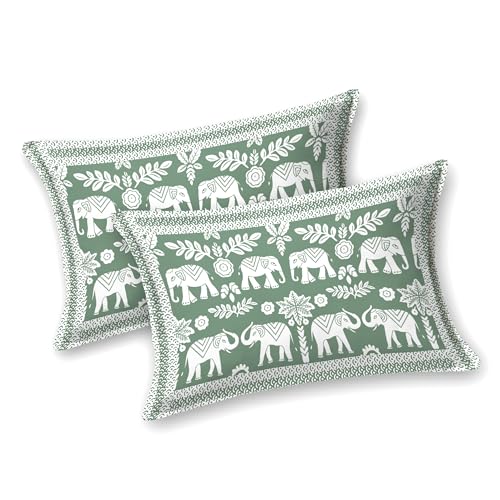 Image of BLOCKS OF INDIA Hand Block Printed 200 TC Cotton Super King Size Bedsheet (Black GAD ELE)