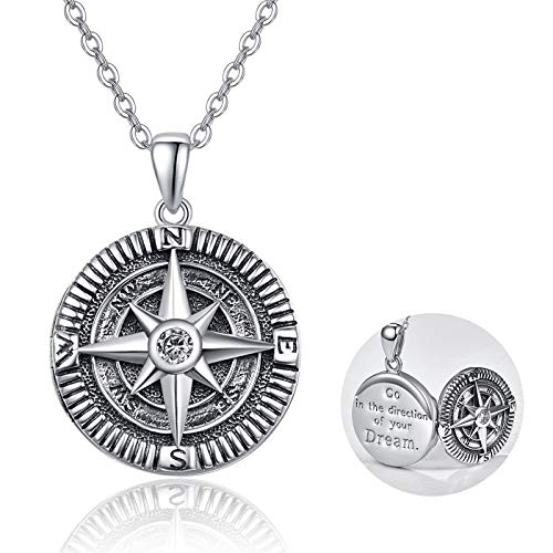 Kingwhyte Collar Con Medallón De Plata De Ley, Brújula, Foto, Colgante De Memoria, Para Mujeres Y Hombres, Con Cadena De Acero Inoxidable, 50 Cm, 50cm, Plata Esterlina Kingwhyte Collar Con Medallón De Plata De Ley, Brújula, Foto, Colgante De Memoria, Para Mujeres Y Hombres, Con Cadena De Acero Inoxidable, 50 Cm, 50cm, Plata Esterlina