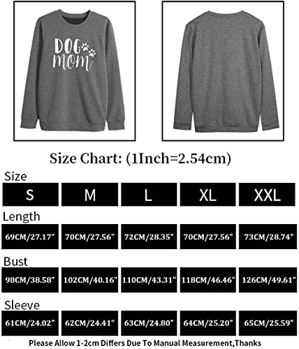 Mousya Women Dog Mom Sweatshirt Dog Mama Pullover Cute Dog Paw Graphic Tee Funny Letter Print Long Sleeve Shirt (Xx-Large, C_Dark Grey) #TOP5