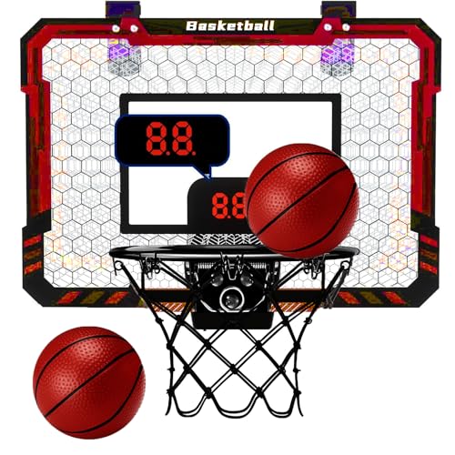 Indoor Kids Basketball Hoop with LED Lights & Scoreboard