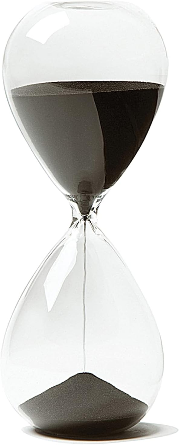 Hourglass, Hand-Blown Sand Timer Set for Time Management 15 Minutes Durable Glass Construction (15 min, black)