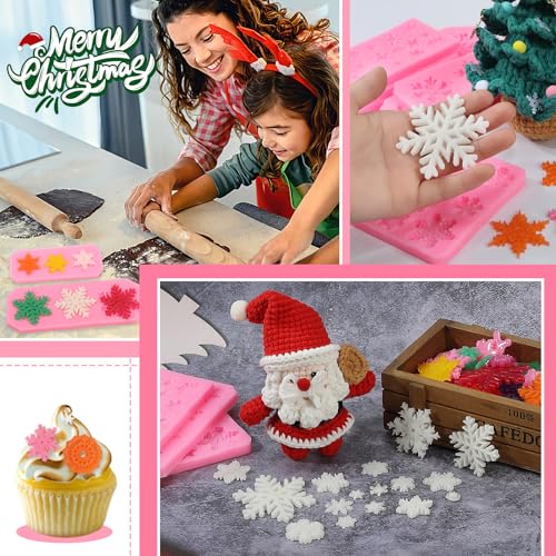 Christmas Snowflake Silicone Molds,Christmas Snow Chocolate Fondant Mold for Cake Candy Sugarcraft Cake Decoration Sugar Cupcake Topper Polymer Clay Crafts by FIRETREESILVERFLOWER - Used condition - Image 7