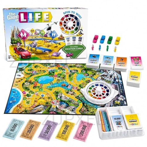 Image of The Game of Life Board Game for Kids & Family | Educational Strategy Game for 2-4 Players | Fun Indoor Tabletop Game with Cards, Spinner & Pegs | Birthday Gift for Boys & Girls Age 8+