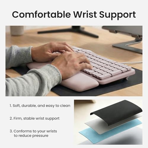 Image of Nulea Ergonomic Keyboard, Wired Keyboard with Split Design and Palm Rest, Volcano Keycaps, Natural Typing, Type C and USB Plug, 2 in 1 Port for Windows and Mac, 3 Colors(Pink)