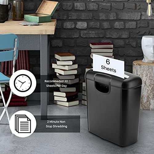 Miniatura 4 de Trituradora de papel de corte en tiras de 6 hojas, trituradora de papel de corte cruzado y tarjetas de crédito, con protección a prueba de atascos y