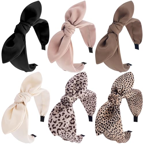 TOBATOBA Bow Headbands for Women Leopard Headband Cheetah Print Headband Cute Black Bow Head bands Women Top Knot Hairbands Hair Accessories