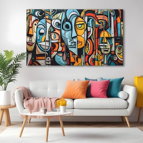 Image of The Castle Decor-Brick lane graffiti wall Art Set of 5 Big Size (36x60) Multiple Frames Wall Art Painting for living room,Bedroom,Drawing room,Hotels-Wooden Framed-Digital Painting