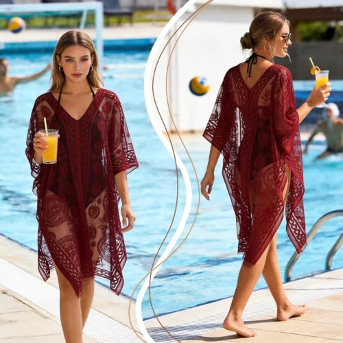 Image of Bathing Suit Cover Up for Women,V-Neck Summer Swimsuit Coverups Loose Swimwear Beach Dress for Pool Sea Party