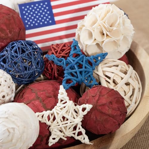 Image of ANDALUCA American Flag Decorative 4th of July Large Vase Filler Bag with Orbs, Decorative Balls (Red, White & Blue)