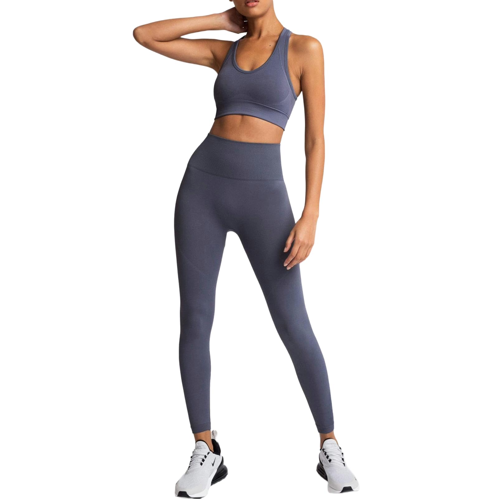 Move Comfortably in Seamless Knit Women's Activewear Top e Bottom per Yoga Gym Sessions Moisture Management