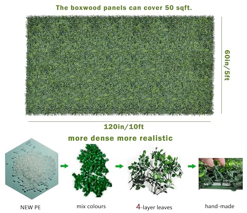 Image of Bybeton 60 inchx120 inch(50sqft) Ultra-Dense Boxwood UV Privacy Fence