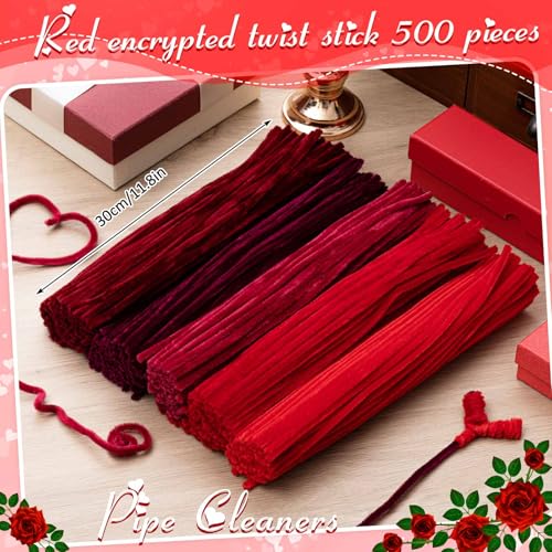 Image of Peryiter 500 Pcs Pipe Cleaners for DIY Flower Bouquets, Chenille Stems for Graduation Bouquet Crafts, Fuzzy Sticks for Handmade Flowers, DIY Gift, Art Projects(Red,12 Inch)