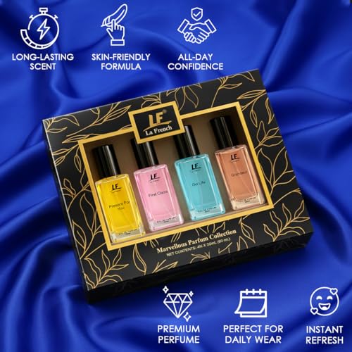 Image of La French Marvellous Perfume Collection Gift Set - 4 x 20ml (80ml) | Long-Lasting Unisex Fragrance Set | Premium Perfumes for Men & Women | Ideal Gift for All Occasions