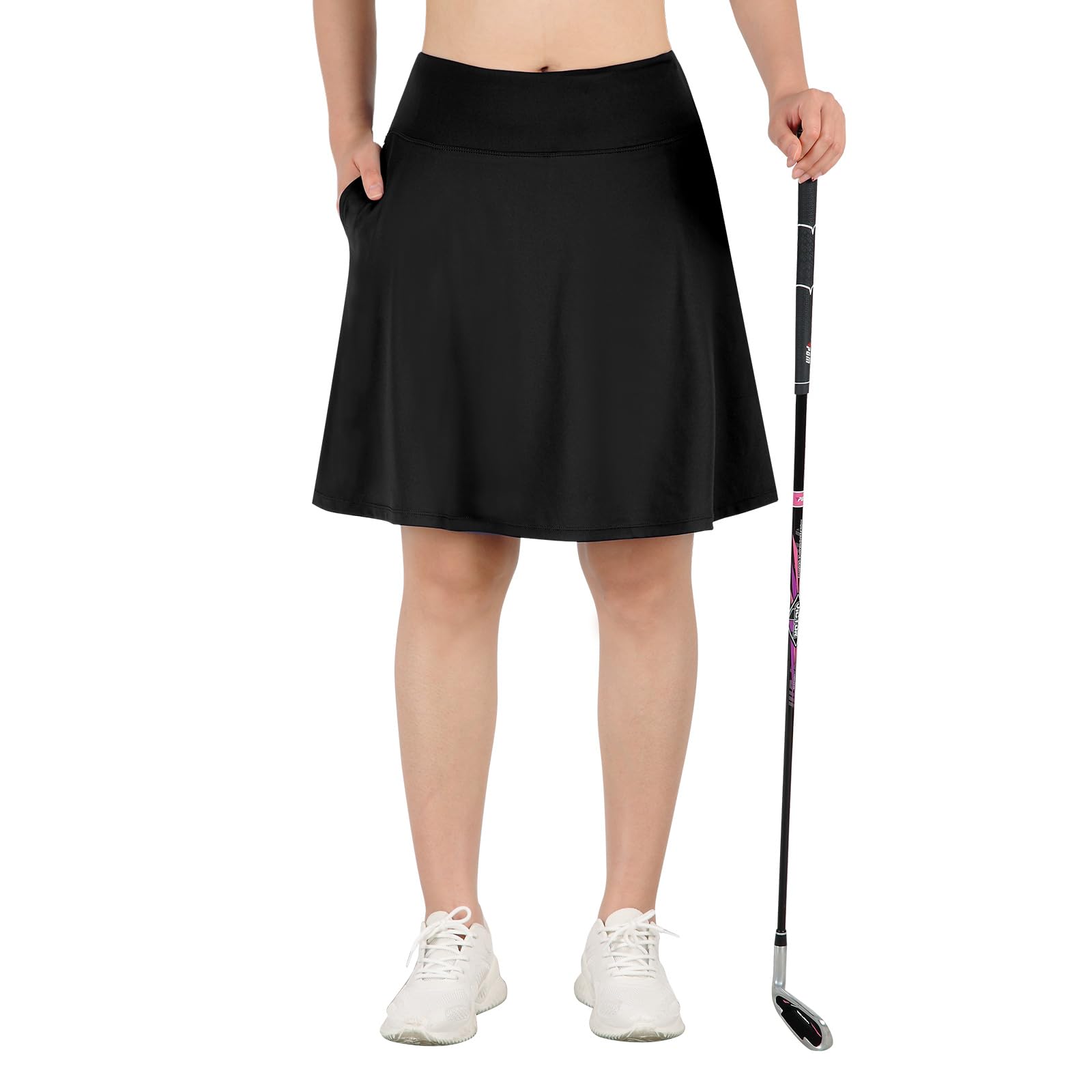 Turnhier Falda pantalón para mujer, longitud hasta la rodilla, de 20 pulgadas, casual, atlética, para tenis, golf, con bolsillos
