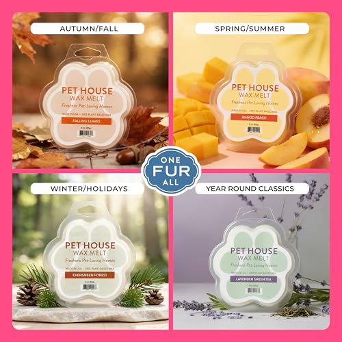 Image of One Fur All Pet House Spring and Summer Wax Melts for Pet Odor, Natural, Plant Based Soy Wax Melts, Long Lasting Fragrance for Fresh Smelling Homes, Pink Sugar