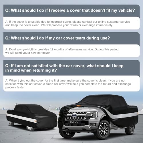 Image of 10 Layers Truck Cover Waterproof All Weather Custom Fit Ford Ranger(2019-2026) Super /Crew Cab Short Bed, Outdoor Full Exterior Pickup Car Cover Sun Rain Snow Ice Protection. Black