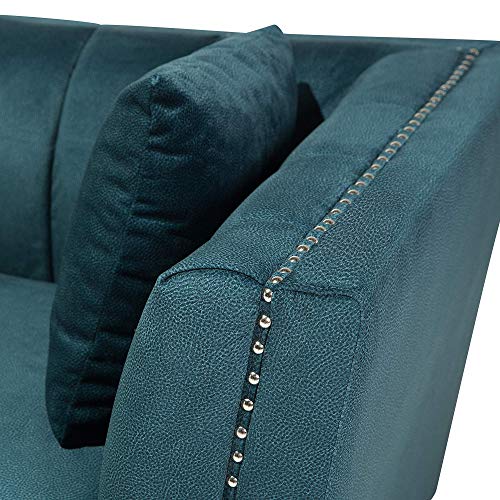 Beliani Sofa aus Samtstoff Blau-Grün 3-Sitzer modernes Wohnzimmer-Sofa Gaula – Bild 7