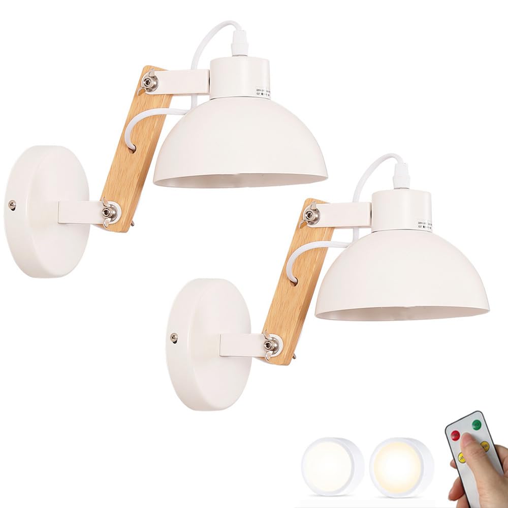 Apliques de pared inalámbricos negros con brazo ajustable y mando juego de dos lámparas