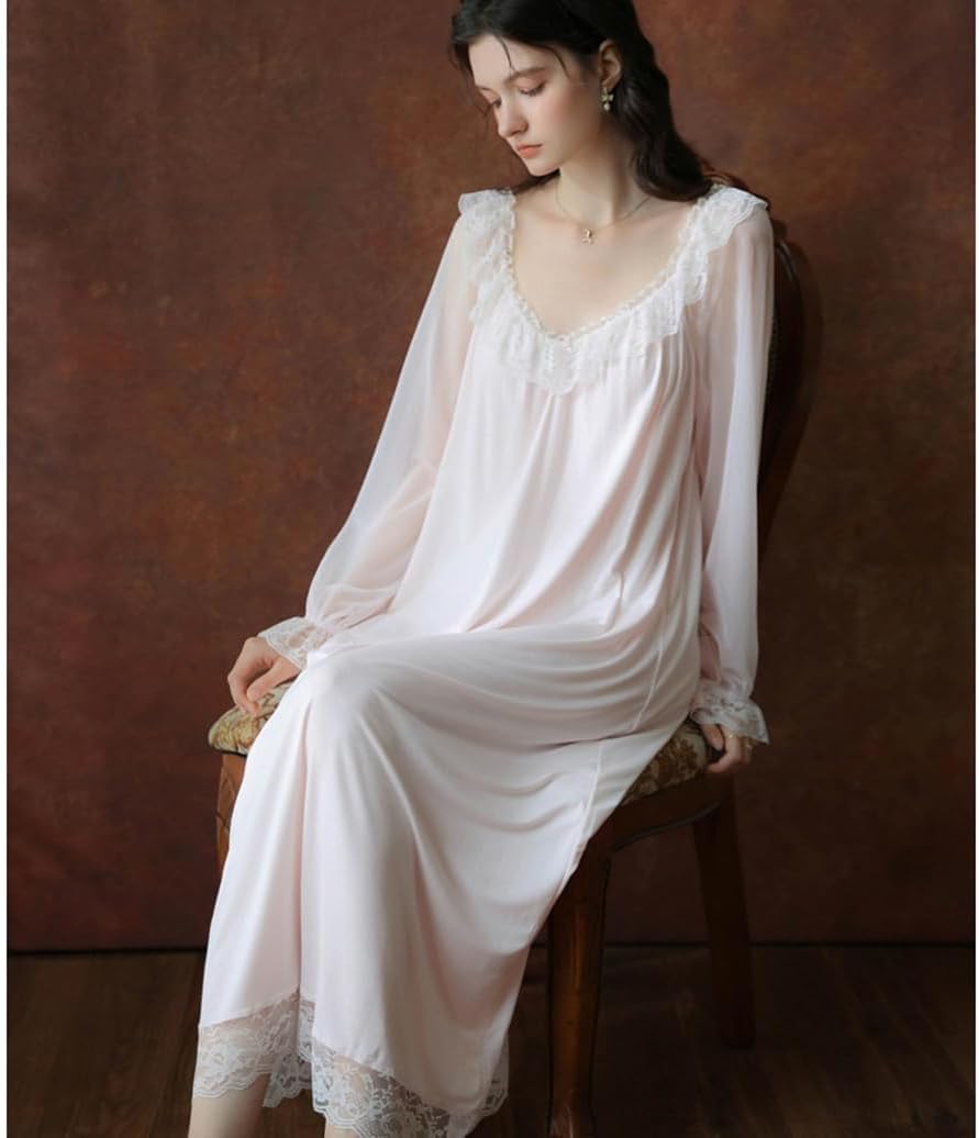 [DAMAFE] ネグリジェ レディース パジャマ ルームワンピース ルームウェア ワンピース 春夏秋 ナイトガウン 部屋着 寝間着