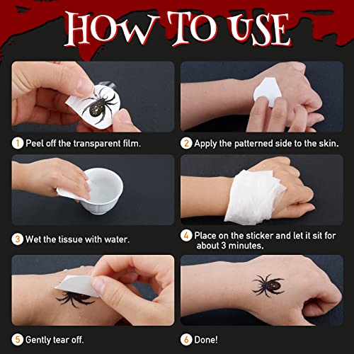 BOFUNX 10 Stücke Halloween Spinnennetz Kostüm Set, Spinnennetz Netzstrumpfhose Stirnband Halskette Spitzenhandschuhe Spinnen Temporäre Tattoos für Halloween Masquerade Makeup