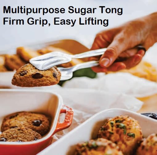 GAFFEL Stainless Steel Mini Sugar Tong 12cm| Ice Tong| Sugar Cube Picker/Candy Serving Tongs for Coffee Tea Sugar Ice Cube Appetizer Kitchen Serving 12cm, Silver (2) 3