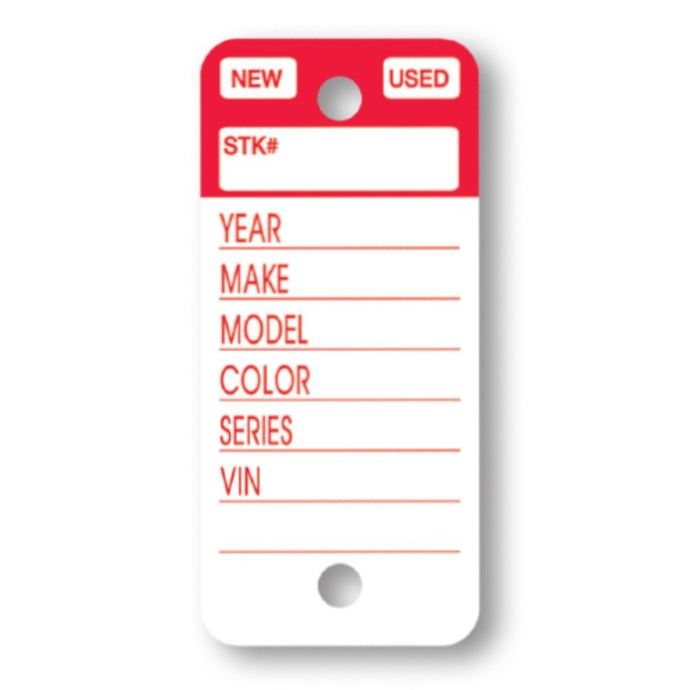 250 Tear-Proof Vinyl Poly Car Key Tags with Split Rings Included and Two Markers Heavy-Duty Write-On Design (Red)