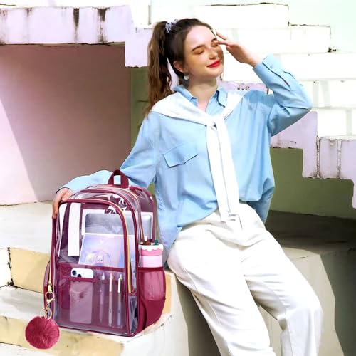 Image of AGSDON Clear Backpack, Heavy Duty Transparent Bookbag, See Through PVC Backpacks for Women Men
