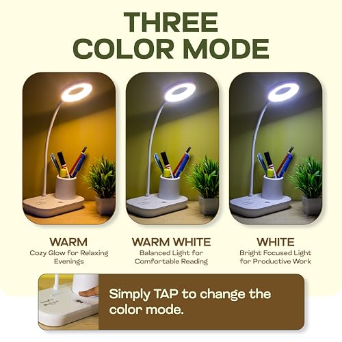 Image of WEIRD WOLF Table Lamp for Study Room I Study Lamp with 3 Color Modes, Adjustable Brightness Level I Touch Dimmer, Flexible Gooseneck I Rechargeable Lamp Light for Study I 6 Months Warranty