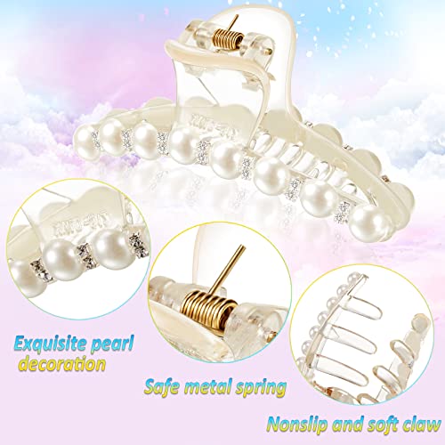 6 Pieces Artificial Pearl Hair Claw Clips Champagne Retro Hair Clamps Medium Small Non Slip Barrettes Decorative Hair Clips Hair Accessories For Women Girls, 6 Styles #TOP3