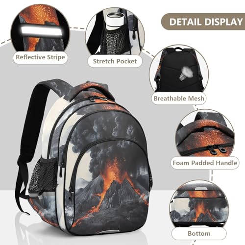 School Backpack for Boys Teen Bookbag Book Bags Volcano Eruption Casual Daypack Travel High Middle School Student4