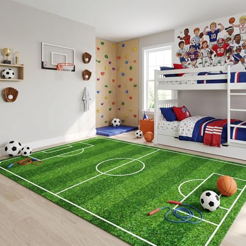 nanshiba Soccer Rug for Kids 59 x 39.4 Soccer Field Area Rug