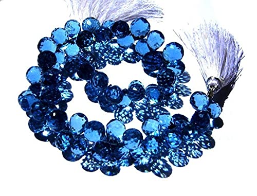 Quartz bleu de Londres facetté en forme de goutte pour création de bijoux raffinés