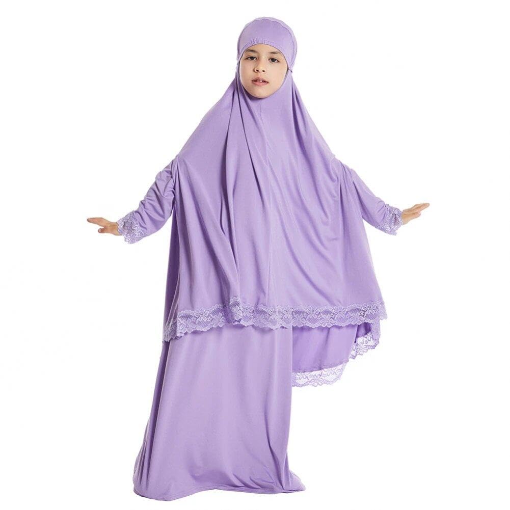Vestido oración islámica解決 ropa modesta infantil de manga larga con hiyab