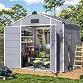 MELLCOM 8 x 6 FT Resin Outdoor Storage Shed with Floor