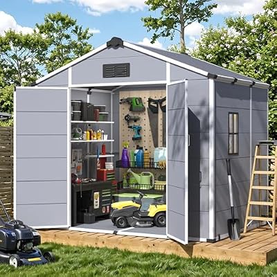 MELLCOM 8 x 6 FT Resin Outdoor Storage Shed with Floor