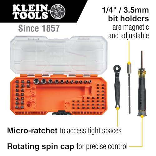 Image of Klein Tools 80177 MODbox Ratcheting Driver Set with MODbox Case Adapter, Modular Tool System Side Rail Attachment, 65 Piece