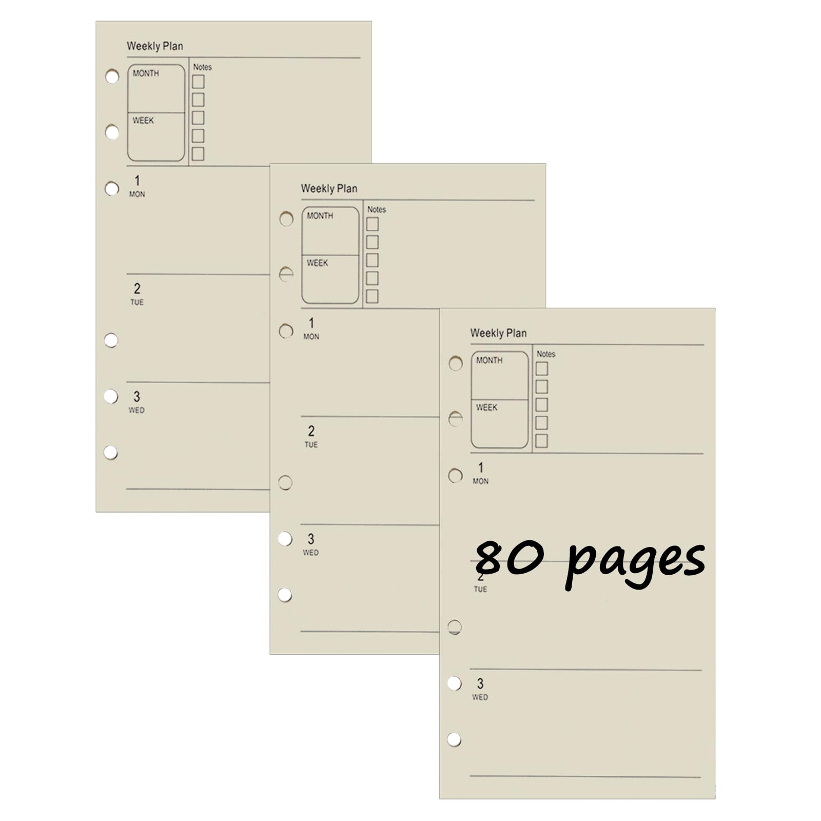 PATIKIL A6 Nachfüllpapier, ungefüttertes Blanko-Kraftpapier, nachfüllbares Papier mit 6 Löchern, lose Blätter für 6 B5 Ringbinder, 80 Blätter/160 Seiten, Beige PATIKIL A6 Nachfüllpapier, ungefüttertes Blanko-Kraftpapier, nachfüllbares Papier mit 6 Löchern, lose Blätter für 6 B5 Ringbinder, 80 Blätter/160 Seiten, Beige